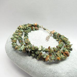 Rhyolite three strand chip bracelet